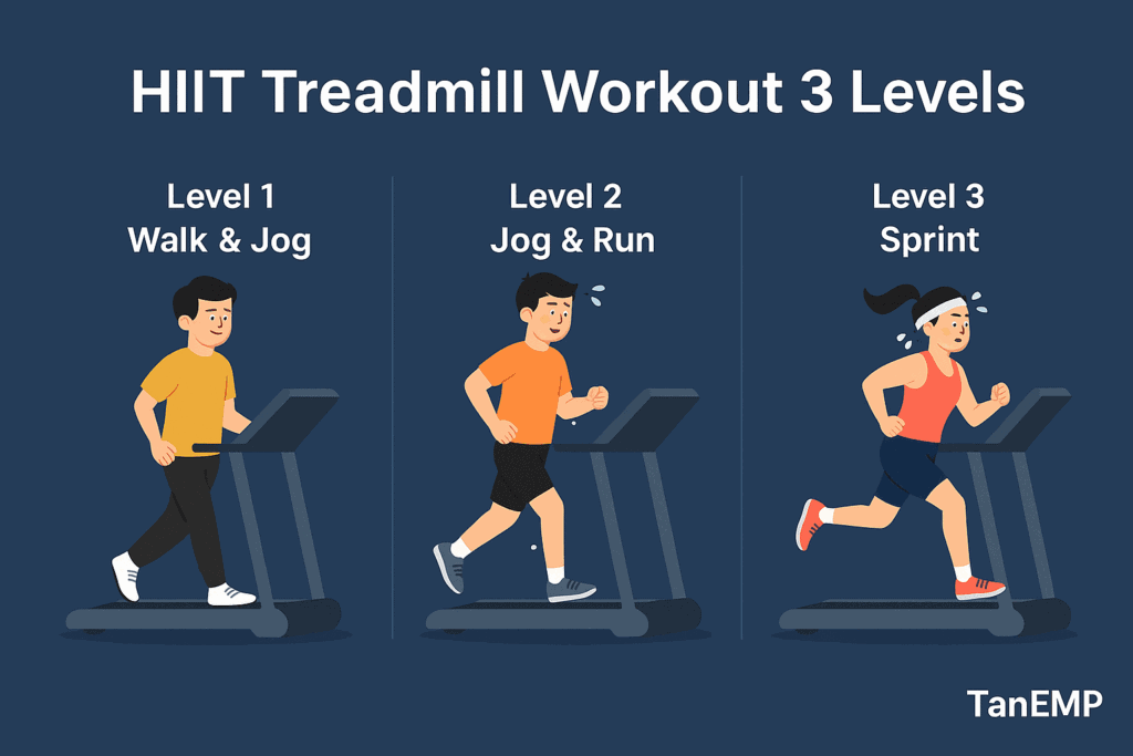 hiit treadmill workout progression 3 levels