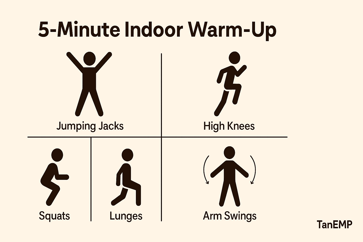 5 minutes indoor warm up