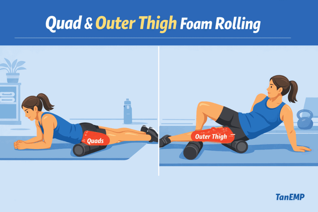 Foam roller techniques for Quad and It band
